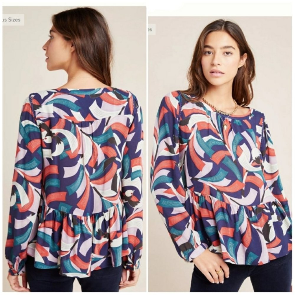 Anthropologie Maeve Cheyenne Peplum Blouse